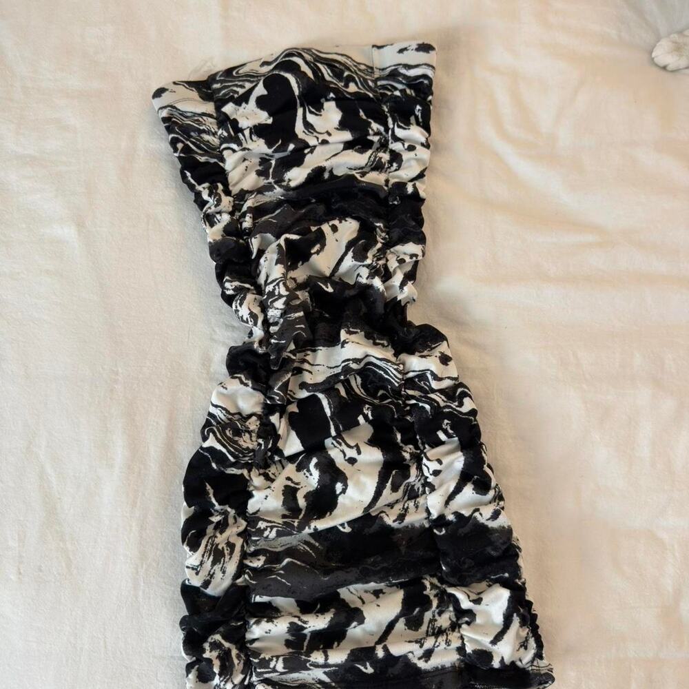 Black and‎ white swirl print y2k dress